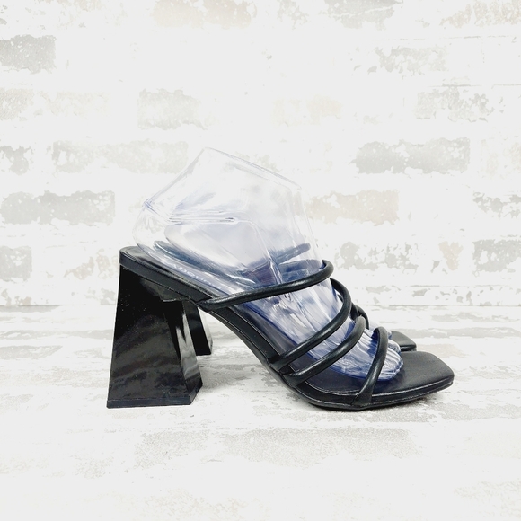 New Abound Austyn Black Block Heel Square Toe Strappy Sandals C695 - Picture 4 of 11